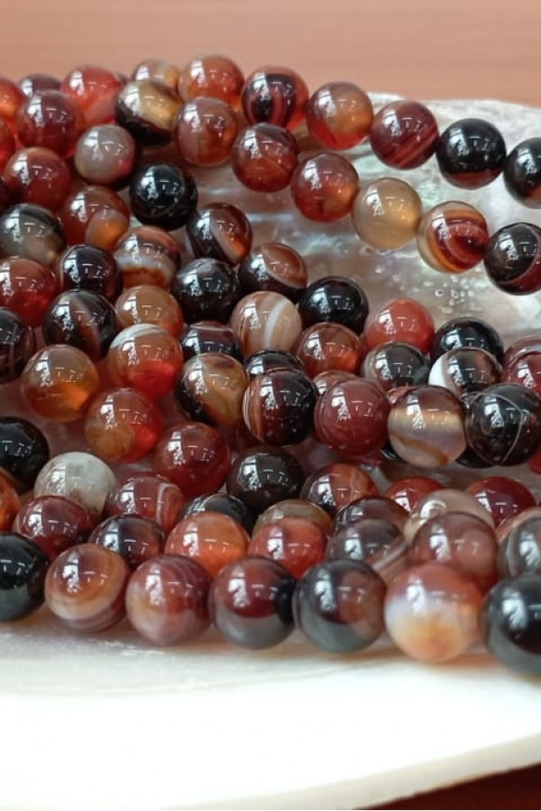 Kırmızı Damarlı Akik Dizi Taşı